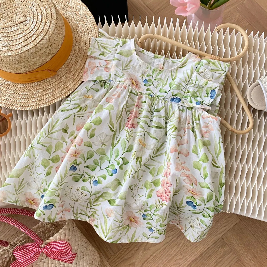 Girls Summer Dress 0-6 Years Old Summer Korean Children′s Baby Floral Princess Dress Little Girl Skirt