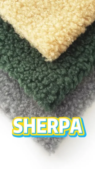 Tecido de lã Sherpa de tricô de poliéster Kingcason para tecido de forro e sobretudo de malha Shu Velveteen para vestuário