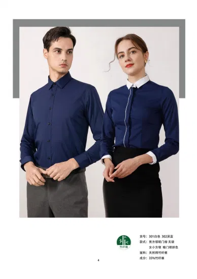 Blusa de camisa de bambu personalizada camisas de negócios de manga longa ou curta para unissex